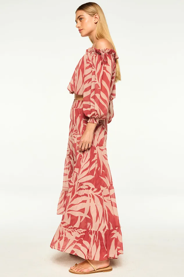 Misa Los Angeles Eva Top Rust Palm Frond Women Matching Sets