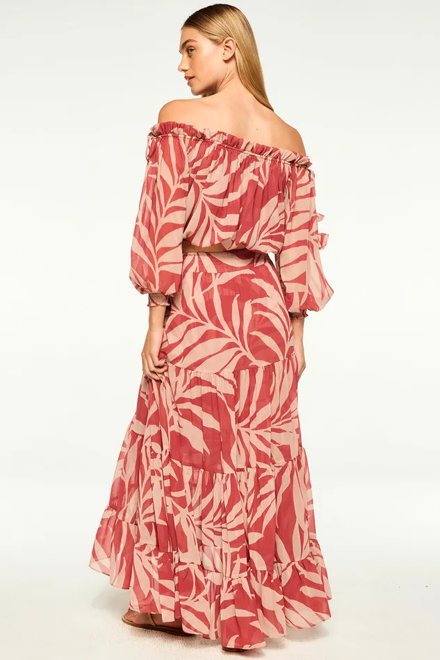 Misa Los Angeles Eva Top Rust Palm Frond Women Matching Sets