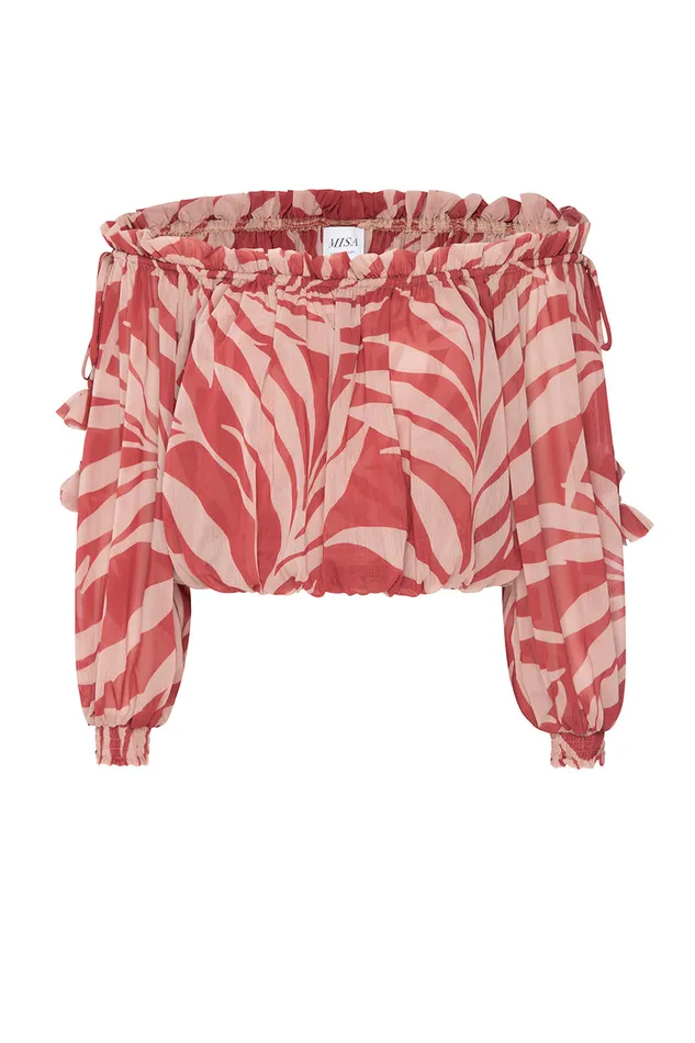 Misa Los Angeles Eva Top Rust Palm Frond Women Matching Sets