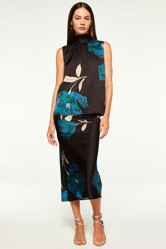 Misa Los Angeles Fay Skirt Nightshade Flora Satin Women Matching Sets