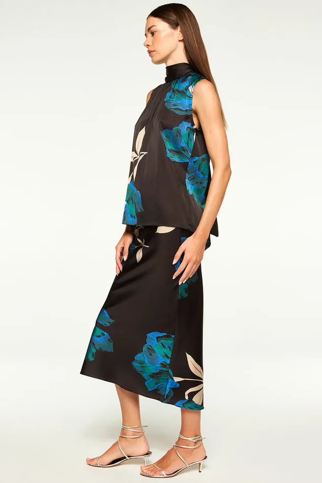 Misa Los Angeles Fay Skirt Nightshade Flora Satin Women Matching Sets