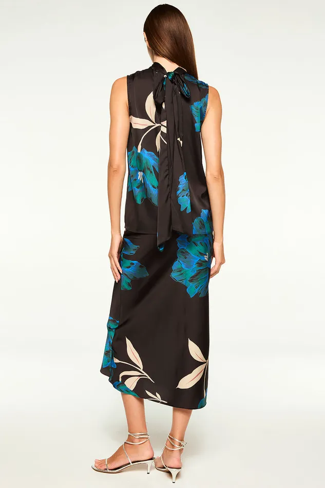 Misa Los Angeles Fay Skirt Nightshade Flora Satin Women Matching Sets