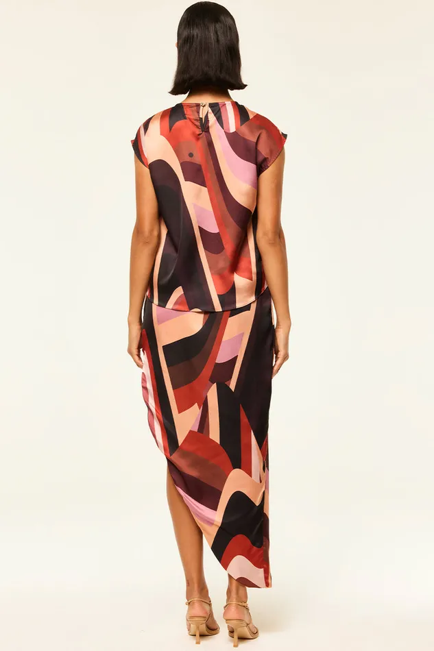 Misa Los Angeles Franco Skirt Canyon Stripe Satin Women Matching Sets