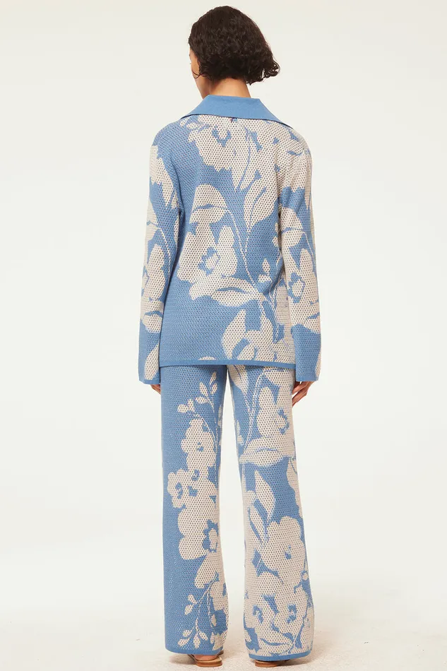Misa Los Angeles Lorca Top Blue Hibiscus Flora Women Tops