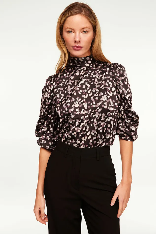 Misa Los Angeles Luella Top Polka Dot Satin Small Women Tops