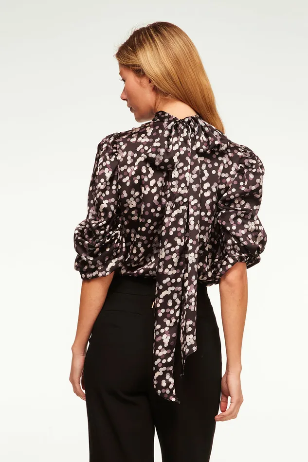Misa Los Angeles Luella Top Polka Dot Satin Small Women Tops