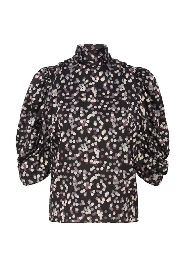 Misa Los Angeles Luella Top Polka Dot Satin Small Women Tops