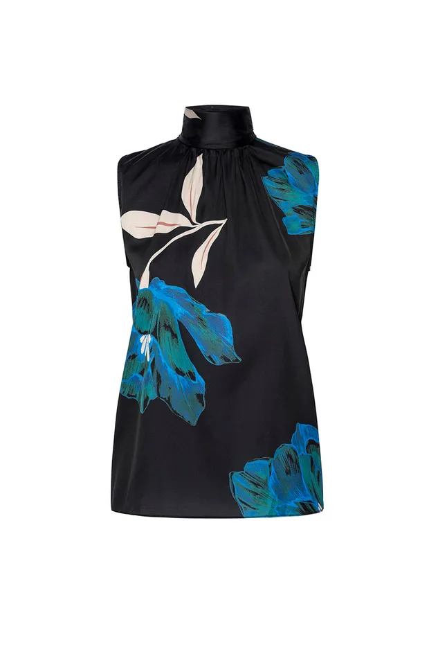 Misa Los Angeles Luka Top Nightshade Flora Satin Women Matching Sets