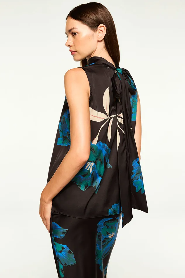 Misa Los Angeles Luka Top Nightshade Flora Satin Women Tops