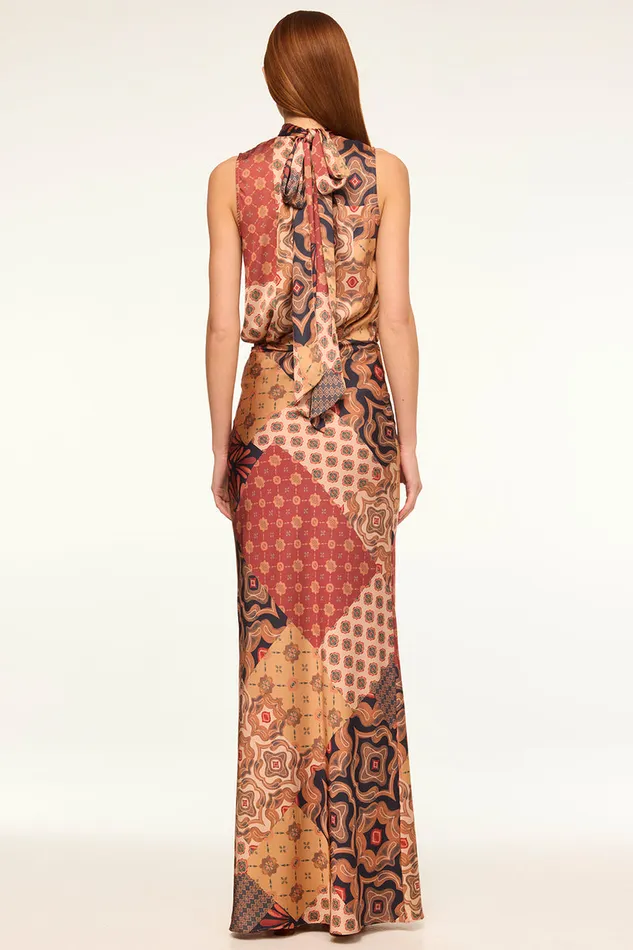 Misa Los Angeles Luka Top Surreal Patchwork Satin Women Tops