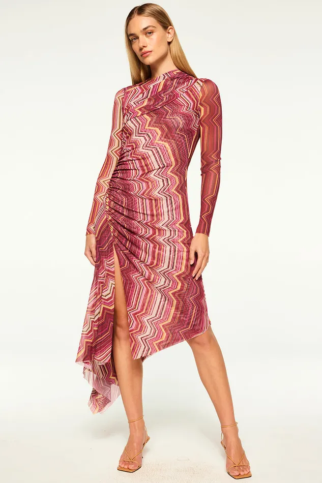 Misa Los Angeles Marina Dress La Banda Crimson Mesh Women Jersey and Mesh