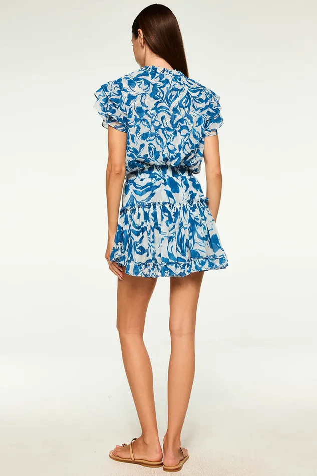 Misa Los Angeles Marion Skirt Blue Watercolor Mix Women Skirts and Shorts