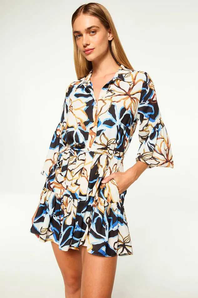 Misa Los Angeles Martina Dress Bold Blooms Crepe Women Dresses
