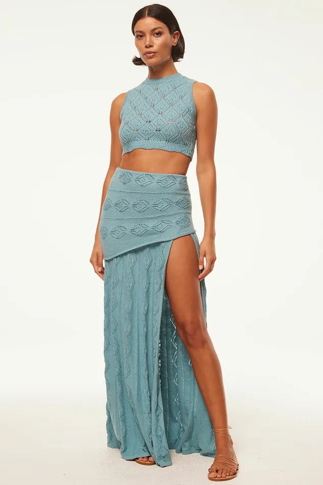Misa Los Angeles Nadim Skirt Blue Women Knits