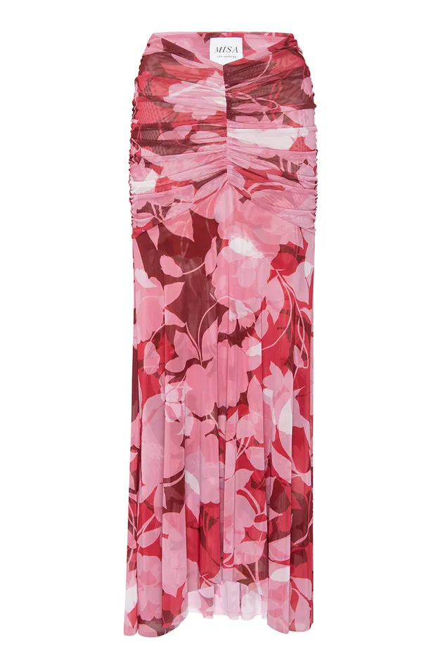 Misa Los Angeles Ollie Skirt Flora Rosada Mesh Women Matching Sets