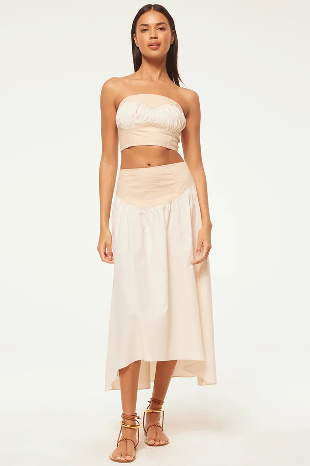 Misa Los Angeles Ramesh Skirt Ivory Linen Mix Women Matching Sets