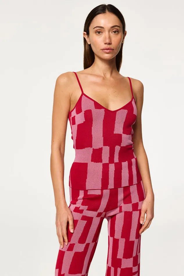 Misa Los Angeles Una Top Pink U0026 Red Women Tops