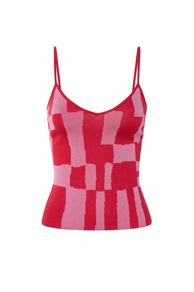 Misa Los Angeles Una Top Pink U0026 Red Women Tops