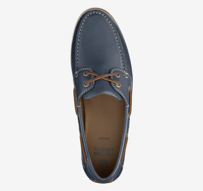 Monaco 2Eye Boat Shoe Navy Glove Leather SlipOns and Loafers Johnston and Murphy Men