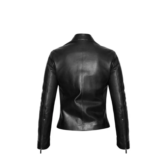 Moreschi Jacket Black Leather Motor Jacket 8211 Women