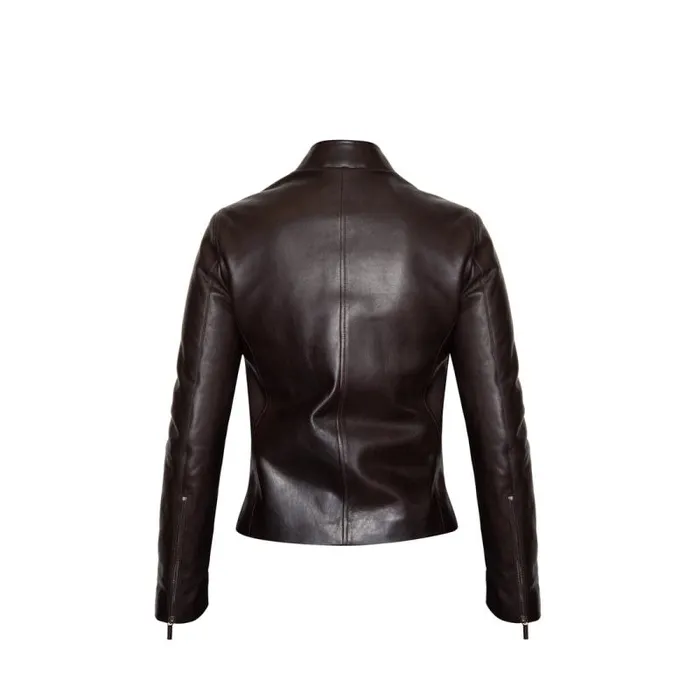 Moreschi Jacket Dark Brown Leather Motor Jacket 8211 Women