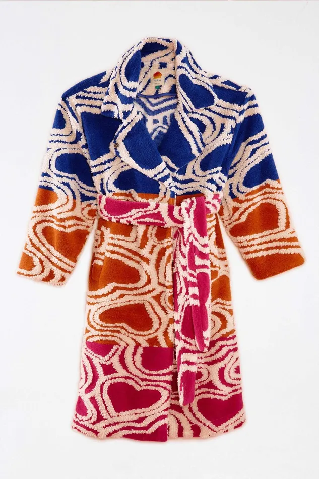Multicolored Wild Hearts Fleece Coat Women Farm Rio Coats