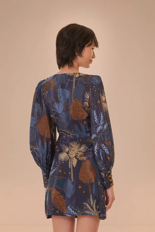 Navy Blue Night Jungle Mini Dress Women Farm Rio Mini Dresses