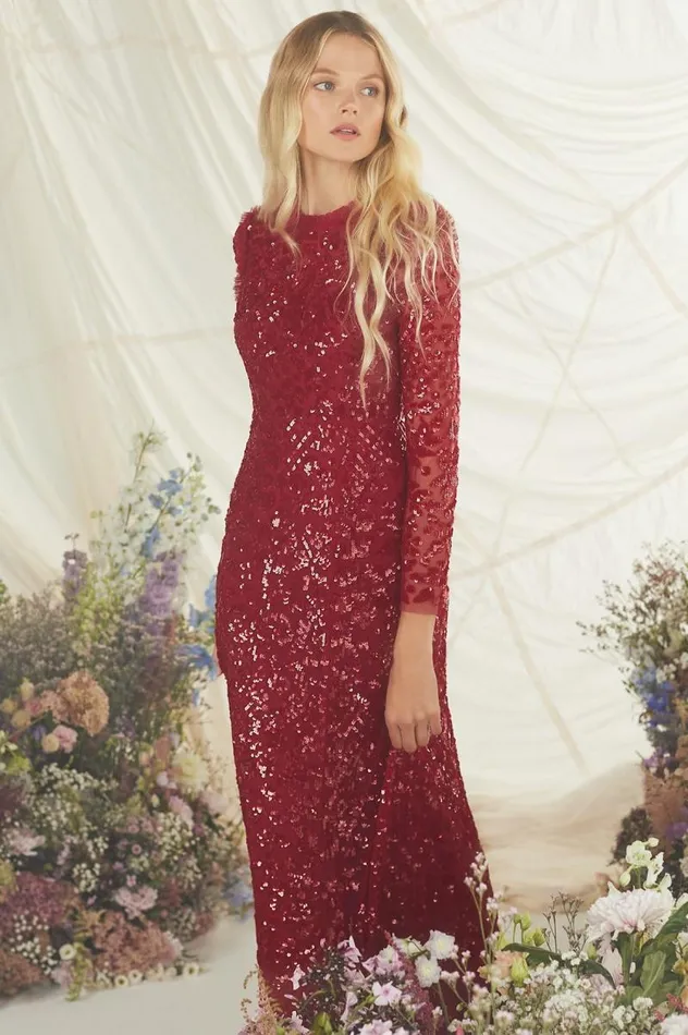 Needle and Thread Dresses Aurelia Long Sleeve Gown Red 8211 Women