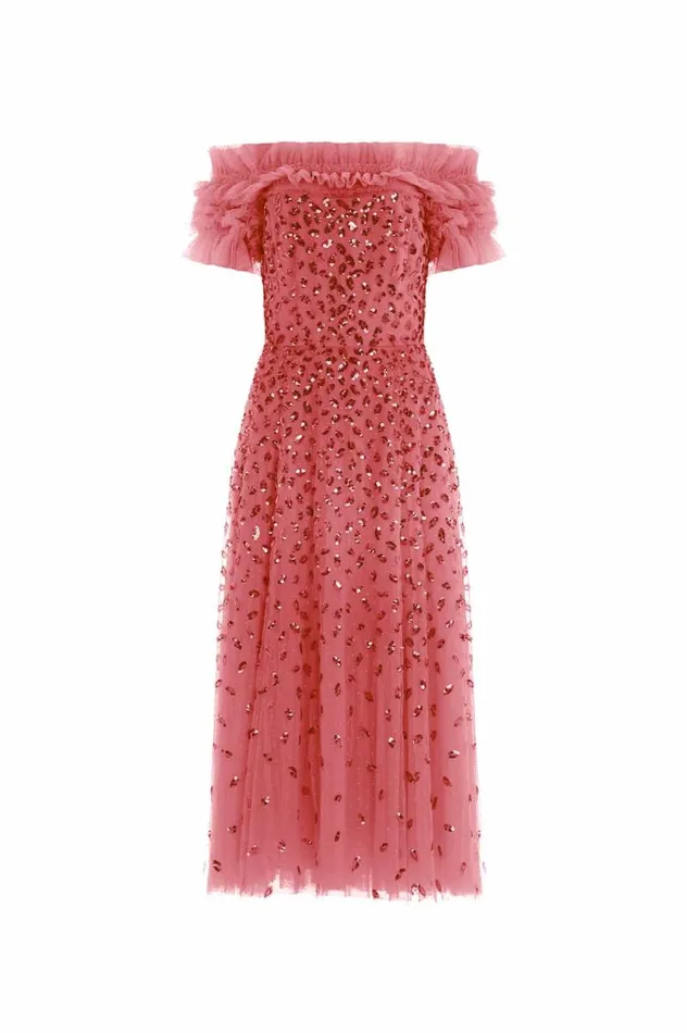 Needle and Thread Dresses Autumn Leaves OffShoulder Ballerina Dress Pink 8211 Women