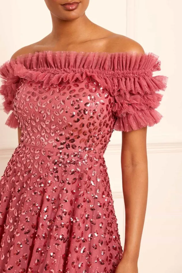 Needle and Thread Dresses Autumn Leaves OffShoulder Ballerina Dress Pink 8211 Women