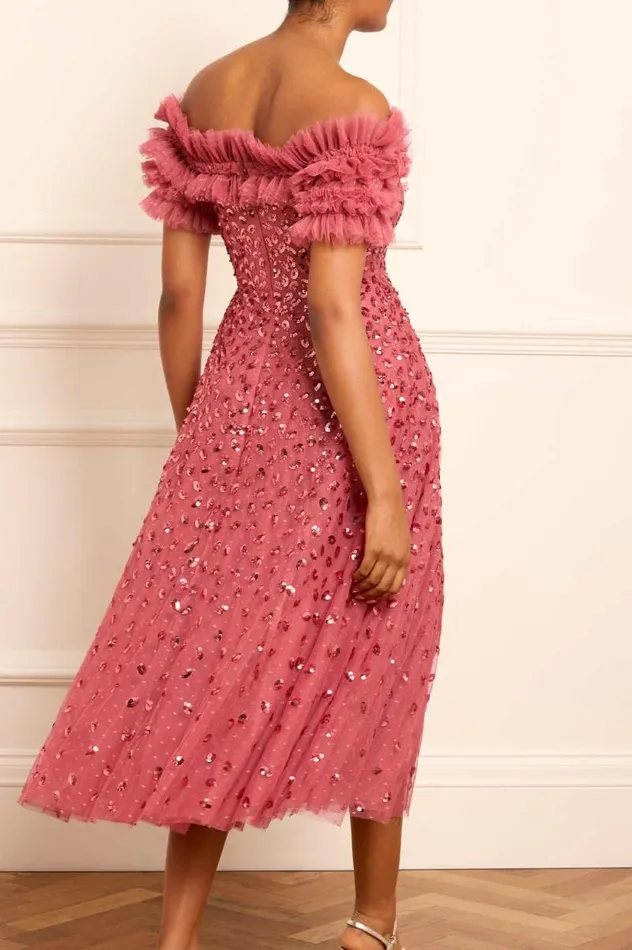 Needle and Thread Dresses Autumn Leaves OffShoulder Ballerina Dress Pink 8211 Women