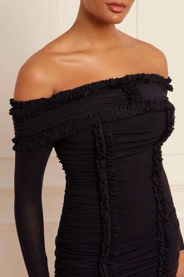 Needle and Thread Dresses Ebony Rouched OffShoulder Ballerina Dress Black 8211 Women