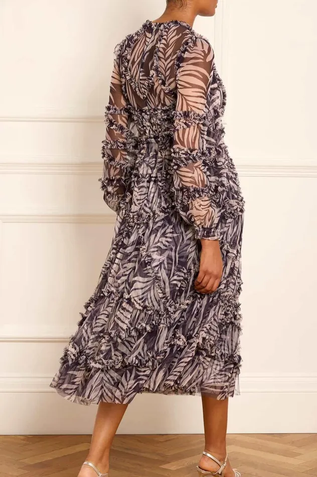 Needle and Thread Dresses Feather Ruffle Ballerina Dress Blue 8211 Women