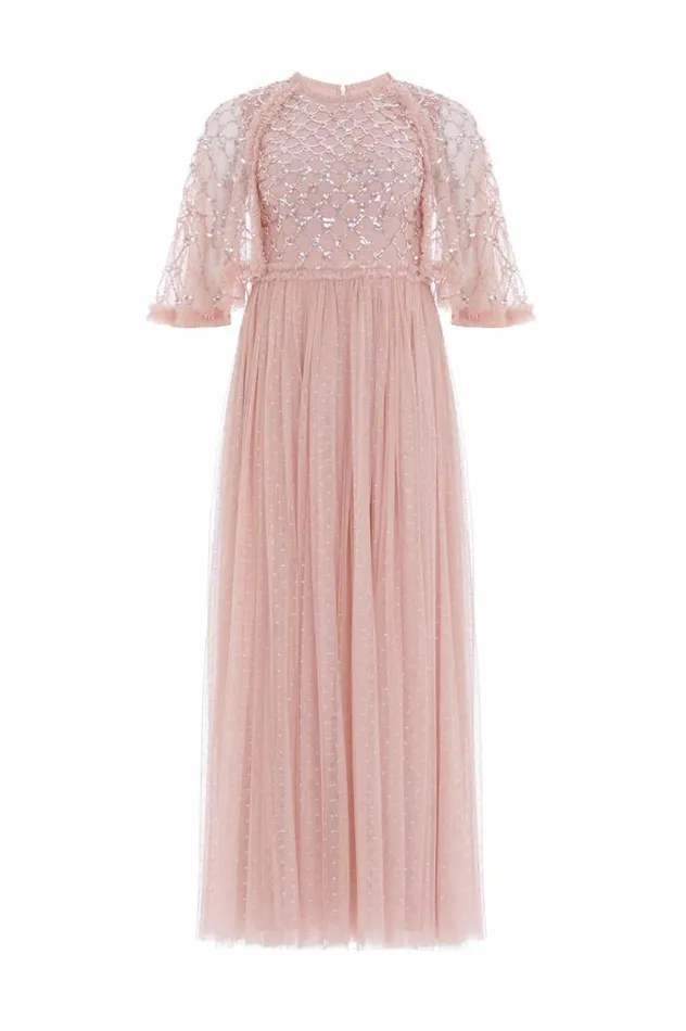 Needle and Thread Dresses Heart Lattice Bodice Cape Ankle Gown Pink 8211 Women