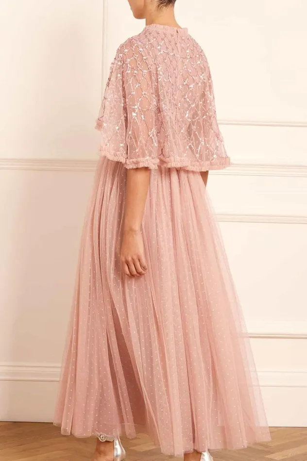 Needle and Thread Dresses Heart Lattice Bodice Cape Ankle Gown Pink 8211 Women