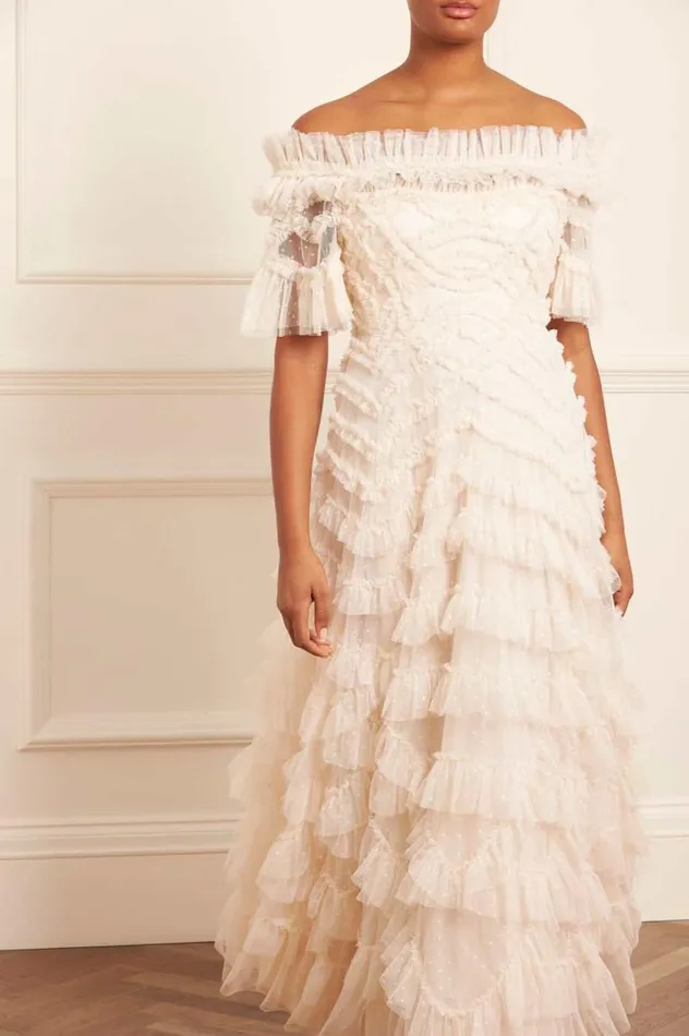 Needle and Thread Dresses Lana OffShoulder Gown Champagne 8211 Women