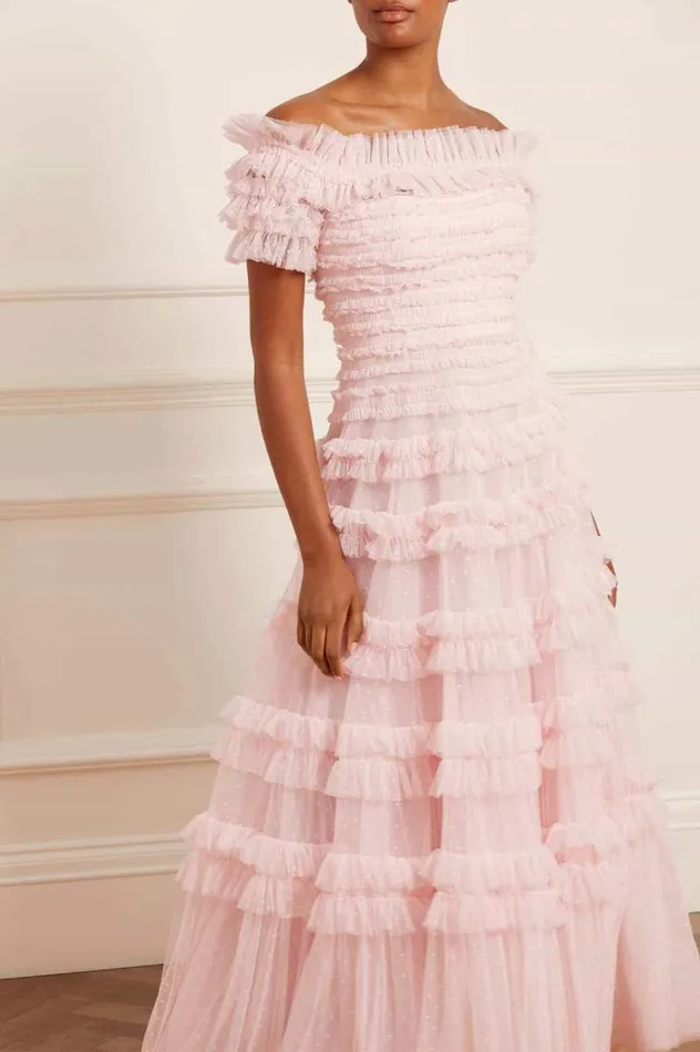 Needle and Thread Dresses Lisette Ruffle Off Shoulder Gown Pink 8211 Women