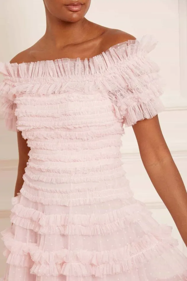 Needle and Thread Dresses Lisette Ruffle Off Shoulder Gown Pink 8211 Women