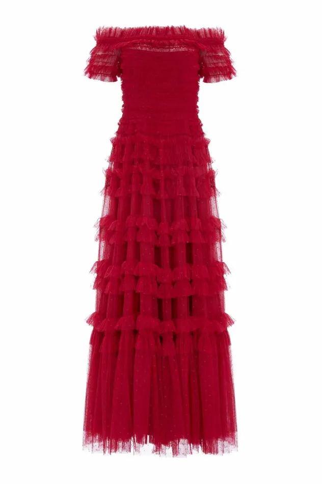 Needle and Thread Dresses Lisette Ruffle Off Shoulder Gown Red 8211 Women