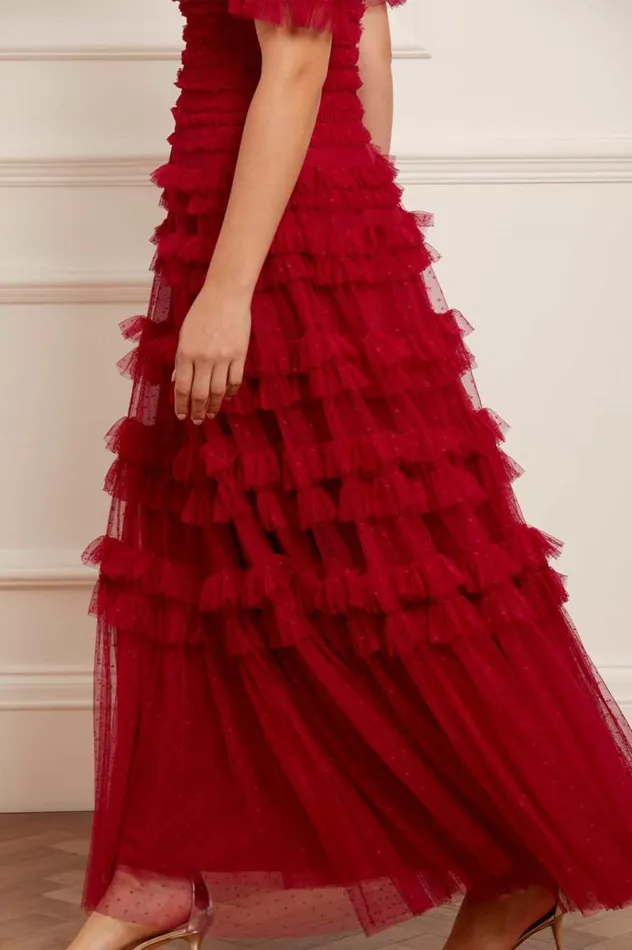 Needle and Thread Dresses Lisette Ruffle Off Shoulder Gown Red 8211 Women
