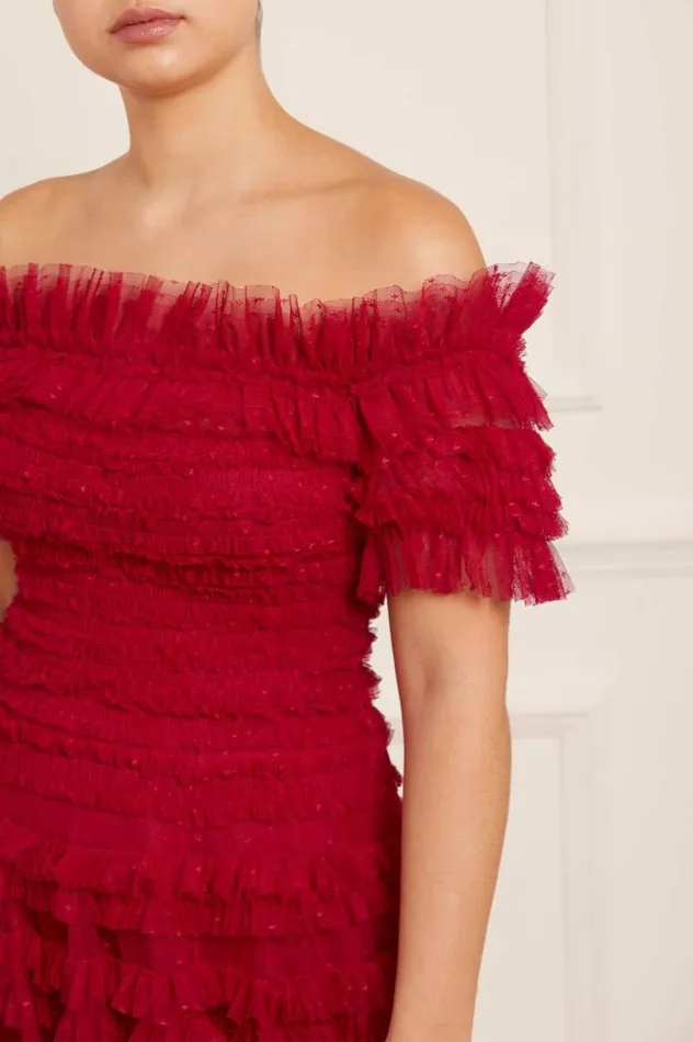 Needle and Thread Dresses Lisette Ruffle Off Shoulder Gown Red 8211 Women