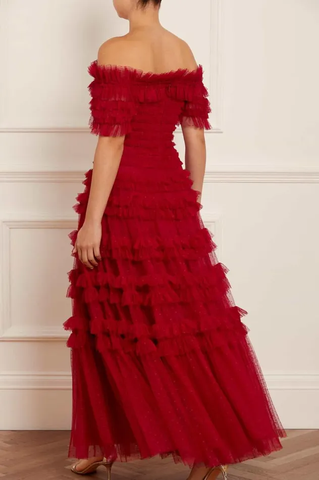 Needle and Thread Dresses Lisette Ruffle Off Shoulder Gown Red 8211 Women