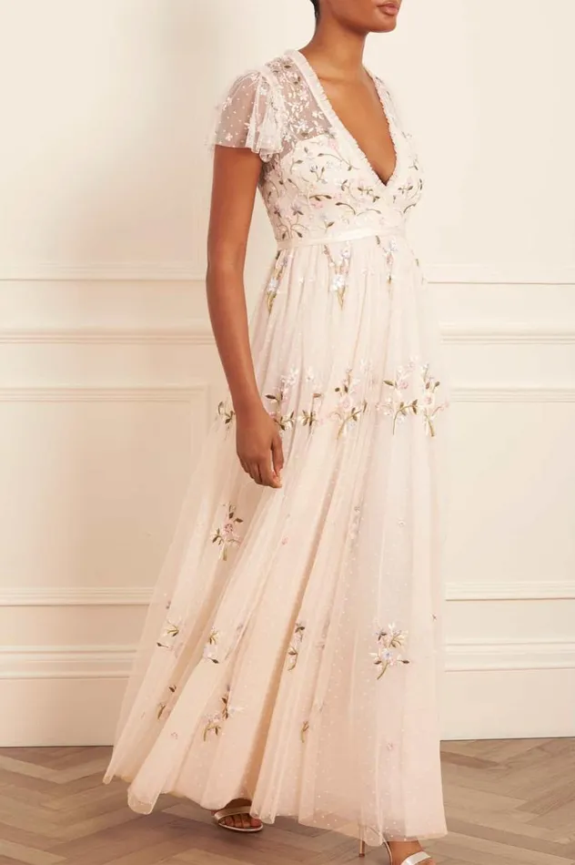 Needle and Thread Dresses Petunia Cap Sleeve Gown Champagne 8211 Women