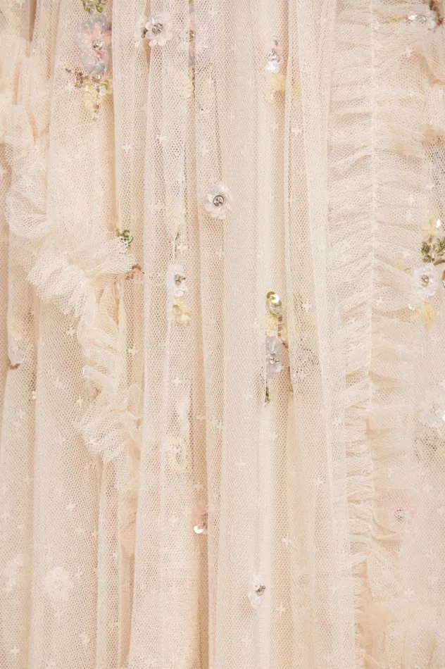 Needle and Thread Dresses Shimmer Ditsy Long Sleeve Gown Champagne 8211 Women