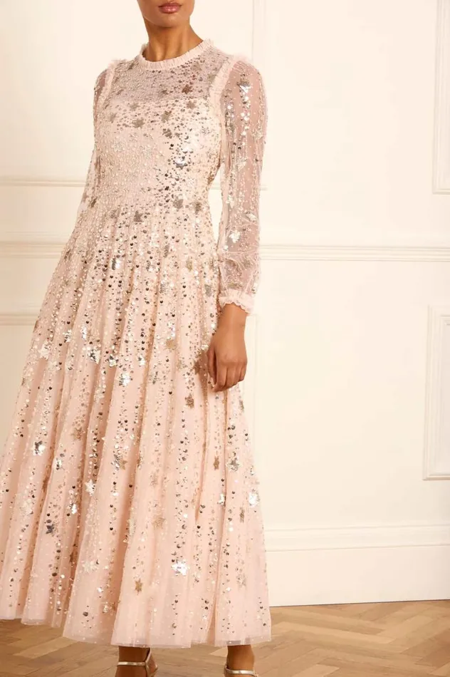 Needle and Thread Dresses Shooting Stars Long Sleeve Ankle Gown Beige 8211 Women