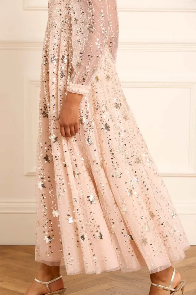 Needle and Thread Dresses Shooting Stars Long Sleeve Ankle Gown Beige 8211 Women