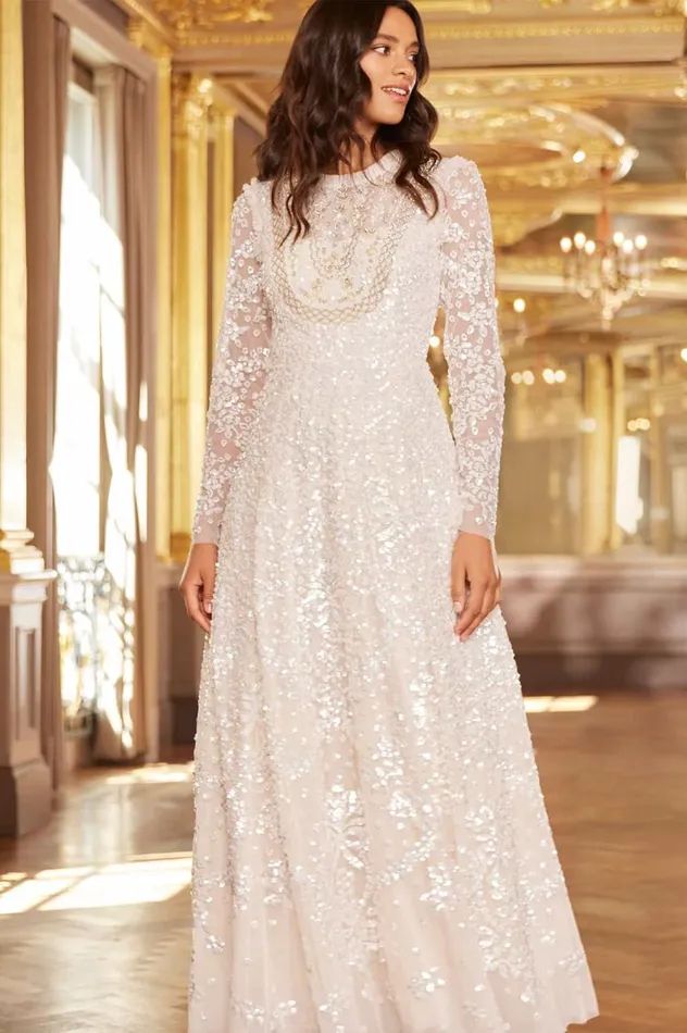 Needle and Thread Dresses Victorian Wreath Gloss Long Sleeve Gown Champagne 8211 Women