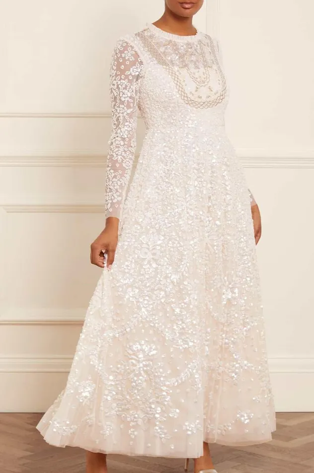 Needle and Thread Dresses Victorian Wreath Gloss Long Sleeve Gown Champagne 8211 Women