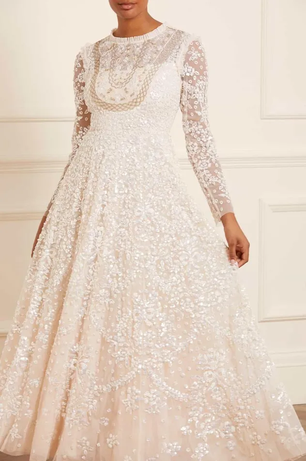 Needle and Thread Dresses Victorian Wreath Gloss Long Sleeve Gown Champagne 8211 Women