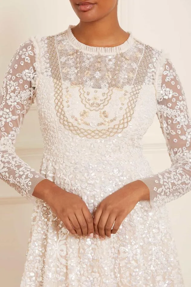 Needle and Thread Dresses Victorian Wreath Gloss Long Sleeve Gown Champagne 8211 Women